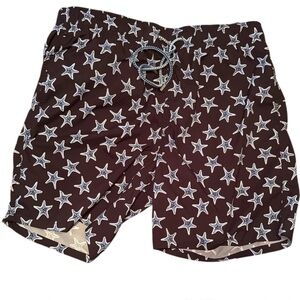 Bugatchi Cosmo Starfish Swim Trunks Size Large Black And Blue